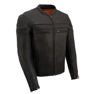 ML1408 Men's Black 'Savage' Sporty Crossover Leather Jacket