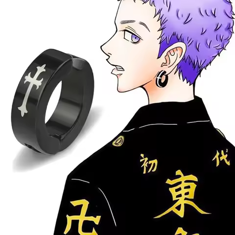 Japanese Anime Revengers Earrings Takashi Mitsuya Wakasa Cartoon Character Peripheral Ring-Shaped Ea