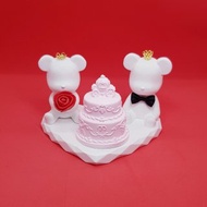 皇冠小熊蛋糕愛心盤擴香石組-情人節-婚禮-婚房布置-生日禮物