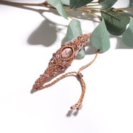 紫光拉長石圖騰花紋編織蠟線手鍊