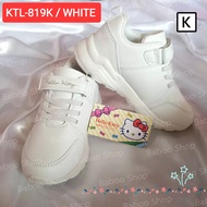 รองเท้าผ้าใบคิดตี้ ของแท้ ถูกลิขสิทธิ์ รองเท้าผ้าใบ Sanrio Hello Kitty ร้องเท้าพละ ตีนตุ๊กแก แบบแปะ สีขาว
