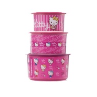 Tupperware Limited Edition Hello Kitty One Touch - 1 set 3pcs 950ml, 1.4L &amp; 2L