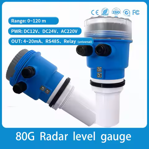 80GHz Radar Level Meter 4-20mA + RS485 DC24V Radar Level Sensor 0-5m 0-10m 0-20m G1.5 DN80 Flange Ra