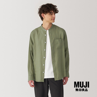 มูจิ เสื้อเชิ้ตผ้าลินินแขนยาวปกตั้ง ผู้ชาย - MUJI Linen Stand Collar Shirt