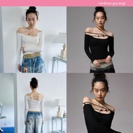 1JINN STUDIO Off Shoulder Beaded Strap Long Sleeve Tee ‍