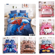 BEDSHEET WITH COMFORTER / CARTOON SPIDERMAN / HELLO KITTY / HERMES /BURBERRY /STITCH / MICKEY / DORA