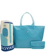 Goyard Turquoise Goyardine Canvas and Chevroches Calfskin Saint Louis GM Bag with Balise Beach Towel, 2024