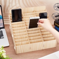12/24/36 Grid Wooden Rack Mobile Phone Storage Box Desktop Table Organizer for Office Classroom Desk