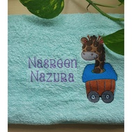 Tuala Mandi Sulam Kartun Xclusive Dengan Nama (Embroidered Cartoon Towel With Personalized Name)