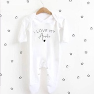 I Love My Daddy/Auntie/Mommy/Uncle Baby Coming Home Outfit Baby Romper Infant White Sleepsuit Boys G
