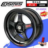 ล้อแม็กขอบ15x6.5 ET+30 4รูx100 🚘ยี่ห้อ Cosmis รุ่น XT-005RR (YA031) สีดำขอบเงา+ตัวหนังสือแดง 🔥(ราคาต่อ1วง)🔥 ขายยกชุด4วงเท่านั้น รับประกันโครงสร้าง 6ปี