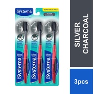 Systema Toothbrush Super Value Pack 3s Silver Charcoal