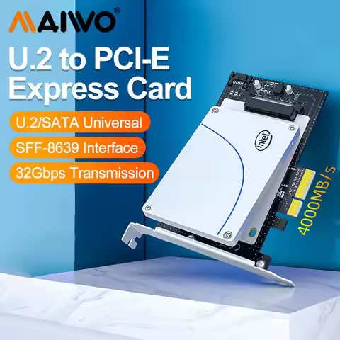 MAIWO 2.5 inch U.2 Adapter Card PCI-E3.0X4 to U.2/SATA 4000MB/S SFF-8639 dual protocol U.2 SATA disk