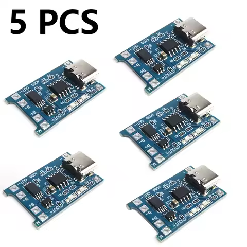 TP4056 1A Lithium Battery Charger Module with Protection 5V Only Type-C USB-C Port for 18650 Li-ion 