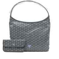 Goyard Grey Goyardine Canvas and Chevroches Calfskin Boheme Hobo Bag