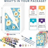 6 Pack Paint by Number for Adults-Paint by Numbers Flowers,Flower Paint by Number Perfect for Gift H