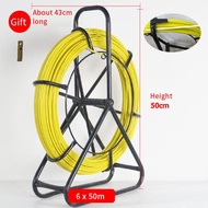 5/6/8mm 50/100m Fiberglass Wire Cable Running Rod Duct Rodder Snakes Fish Tape Rodder Reel Wire Cabl