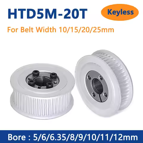 HTD5M 20T Synchronous Timing Pulley 5 6 6.35 8-12mm Bore Keyless 20 Teeth Transmission Belt Pulley F