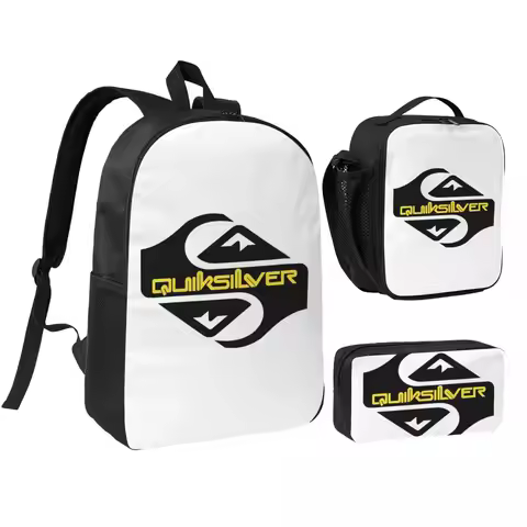 Quiksilver Surfwear Backpack Boys Girls BookBag School Bag Shoulder Bags 3ps Insulated Lunch Bag Pen