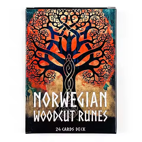 10*7CM Norwegian Woodcut Runes Oracle Deck A 24 Cards Deck English Version The Elder Futhark Runes O