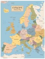 Vintage Map of Europe Travel World Political Map Cities In Detail Map Posters For Wall Map Art Wall 