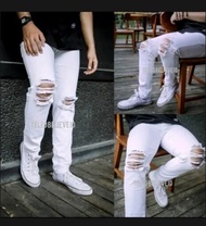 Celana jeans pria sobek putih-celana panjang pria denim sofjeans Slimpit Skiny MEDAN STORE