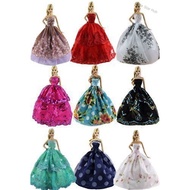 6 pcs Barbie Doll Elegant Wedding Dress Pakaian Gaun Barbie Anak Patung