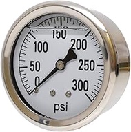 Valley Industries 41 Series 2.5" 300 PSI Pressure Gauge - Stainless Steel, 1/4" NPT Brass Back Mount