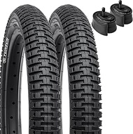 18" Bike Tires Foldable 18 x 2.125(57-355) Plus 18" Bike Tubes Schrader Valve with 2 Rim Strips Comp
