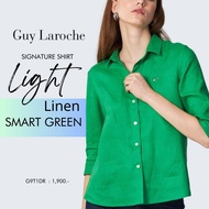 Guy Laroche เสื้อเชิ๊ตผู้หญิง ไลท์ ลินิน แขนสามส่วน สีเขียว (G9T1DR)