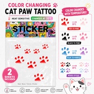 Color Changing Cat Paw Tattoo Sticker Cute Temporary Paw Print