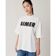 AIMER-White Logo T-shirt Good Condition. Please Consider As Shown In The Picture. Shop1490