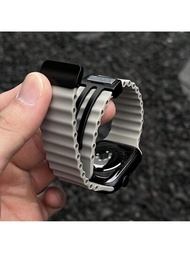 1 件灰色矽膠磁性摺疊錶帶適用於 42/44/45/49 Mm Apple Watch 系列 Ultra/se/8/7/6/5/4/3/2/1