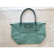 100% Genuine goods longchamp Le Pliage Green Handbag M foldable green long handle waterproof Canvas Shoulder Bags medium size Tote Bag L2605919P65 Lake Green color