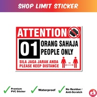SOP Shop Limit Premium Sticker / Shop Limit Walk in customer Allow Sign PVC Sticker