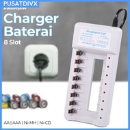 SANJI DOUBLEPOW CHARGER ONLY WITHOUT BATTERY 8 SLOT AA AAA NI-MH NI-CD DP-B108 BATTERY