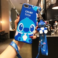 Samsung Galaxy ON7 2016 ON7 2015 J2 Prime C7 Pro C9 C9 Pro A03 A03 Core A04 A04E M04 F04 A05 A05S A24 4G Cartoon Stitch Phone Case with  Doll and Long Lanyard