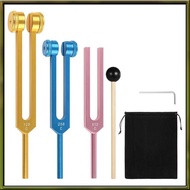 Tuning Fork Set(3Pcs)- 128Hz,256Hz 512Hz Aluminum Including Hammer for Chakra for Healing, Sound The