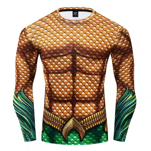 Movies Aquaman Cosplay Arthur Joseph Curry Same Tights Fitness Sports Quick-drying Tops Halloween Ca
