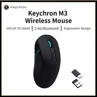 Keychron M3 2.4GHz & Bluetooth ไร้สายออปติคอลเมาส์ RGB ประเภท C เมาส์แบบมีสาย