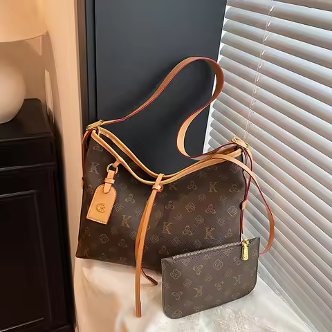 ​​Heritage Monogram Mommy Tote Bag Women Detachable Mini Purse Spacious Shoulder Crossbody Premium C