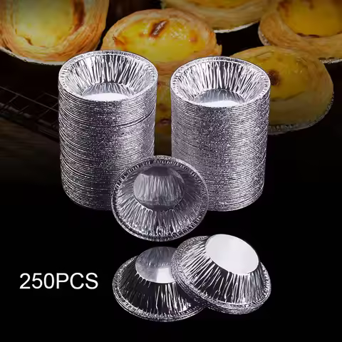 250Pcs Disposable Aluminum Foil Cups Egg Tart Mould Baking Muffin Cupcake Tin Mold Egg Tart Mould Eg