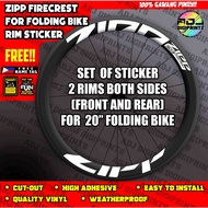 ZIPP FIRECREST Rim Decals for FOLDING BIKE 20 inches