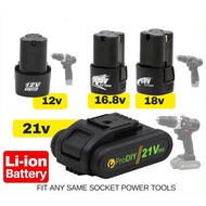 Bateri Cordless 12v / 16.8v / 18v / 21v / 36v Battery Lithium Replacement Li-Ion for Cordless Drill 