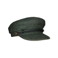 Premium Fiddler Cap Wool Tweed/ Topi Pelaut/Sailor/ Topi Kapten Fine Wool Herringbone Dark Grey / Ch