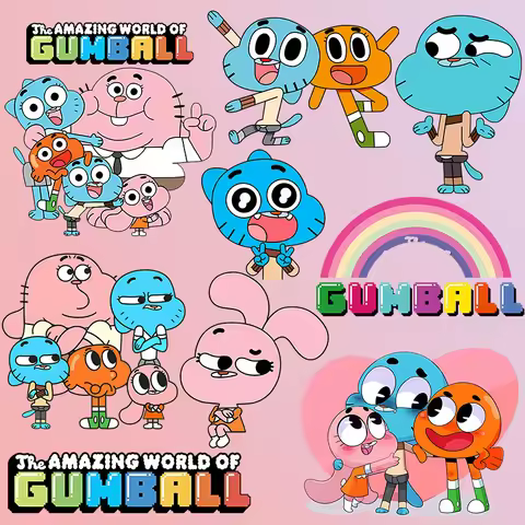 The Amazing World of Gumball Series Heat Transfer Sticker Cartoon Anais Iron on Patches Cute Shirt D