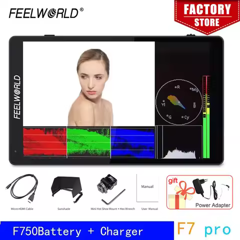 FEELWORLD F7 PRO Monitor 7 Inch Touch Screen DSLR Camera Field Monitor with 3D Lut HDR Waveform 1920