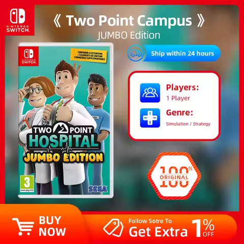 Nintendo Switch Game Deals - Two Point Hospital - JUMBO Edition - Games Cartridge Physical Card for 