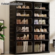 Double Door Shoe Rack Organizer Foldable Stackable Shoe Box Organizer Plastic Organizer Storage Case