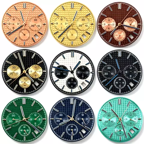 31.8mm Filled Blue Lacquer Watch Dial Waffle Texture None Lume No Logo For Seiko AP Royal Oak VK63 Q